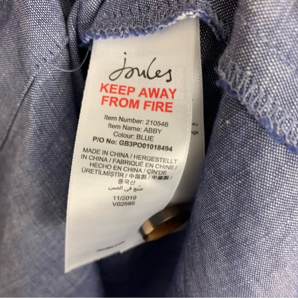 Joules Abby Blue Linen Midi Button Up Sleeveless Sundress 12 - Picture 7 of 9